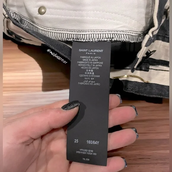 SAINT LAURENT Striped Jean Shorts in Navy/Cream/Off White NWT - Picture 7 of 11